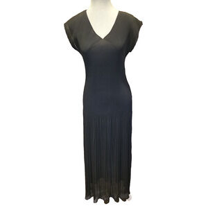 Rare VTG Vivienne Tam Black Maxi Pleated Tent Dress Womens Size 3 Vintage Chic